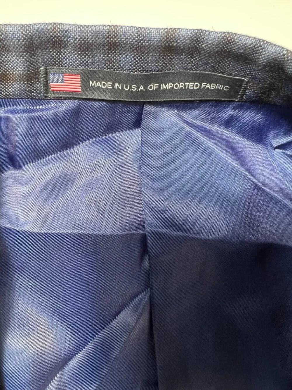 NWT WALTER MORTON 40-42R Blue/Brown Grid Pattern 2 Btn‎ 100% Worsted Wool Blazer
